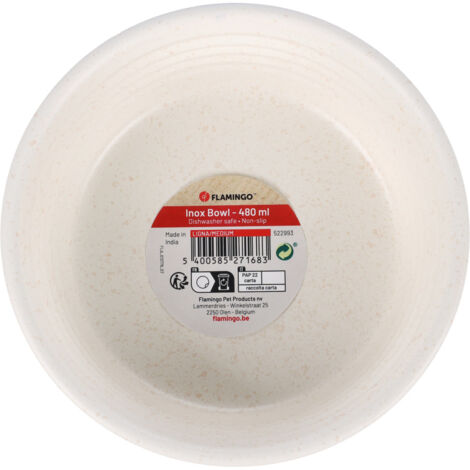 Gamelle pour nourriture ou l'eau blanche ø 13.6cm,  480 ml pour chat et petit chien - Flamingo