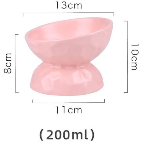 Gamelle surélevée en céramique pour chat, gamelle inclinée anti-stress pour chat, moins de 200 ml, petite, rose