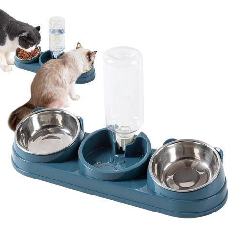 Gamelle surélevée pour chat - Gamelle incurvée en acier inoxydable -