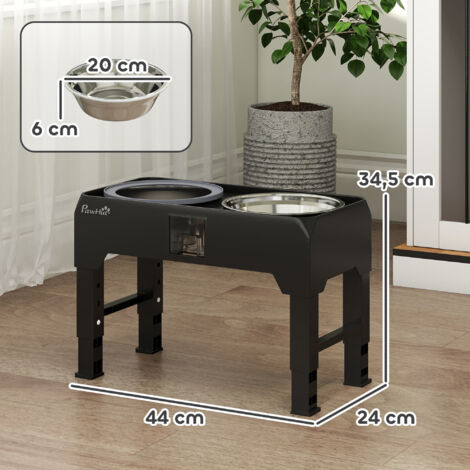 Gamelle surélevée pour chien, hauteur réglable, avec bol pour la nourriture et un bol pour l'eau, 2 bols en acier inoxydable pour chiens de petite et grande taille, noir
