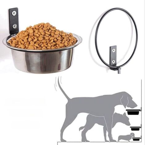 Gamelle surélevée pour chien, montée au mur, en acier inoxydable, avec support pliable, résistante à l'usure, avec support (15,2 cm)