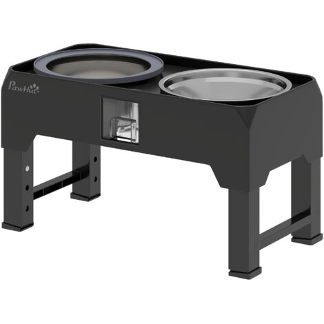 Gamelle surélevée pour chiens Gamelle réglable en hauteur avec gamelle d’eau 2 gamelles en acier inoxydable pour chiens petits à grands Noir