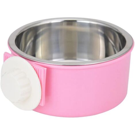 Gamelle suspendue 2 en 1 en acier inoxydable pour chiens et chats, gamelle pour manger et boire, compatible avec les cages et les caisses de transport pour chiens, chats, hamsters et chiots de toutes 