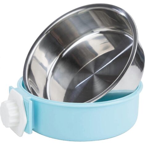 Gamelle suspendue 2 en 1 pour animaux de compagnie, gamelle pour nourriture et eau en acier inoxydable pour chiens, chats, lapins et hamsters, cages et caisses de transport