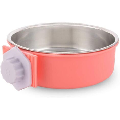 Gamelle suspendue amovible en acier inoxydable pour cages, gamelle bleue pour nourriture et eau pour chiens.