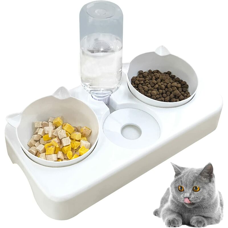 Einemgeld - Gamelles pour Chat, Bol Animaux Abreuvoir Pet Bowl,Gamelle Chat para D'eau et de Nourriture 3 en 1 Distributeur D'eau Automatique Parfait