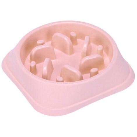 Gamelles pour chien et chat rose, en plastique anti-étouffement, avec distributeur de croquettes anti-glouton