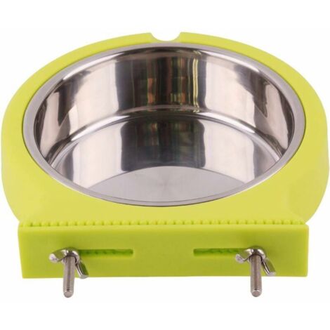 Gamelles pour chien Gamelles pour chat en acier inoxydable Gamelle suspendue pour animal de compagnie Lapin Furet Bol d'alimentation Rong Oiseau (M Vert)