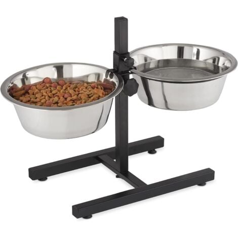 WENCOTTRI Gamelles pour Chiens, 4,5 l, Acier Inoxydable, HLP 42 x 61 x 29 cm, Hauteur réglable, antidérapant, argenté