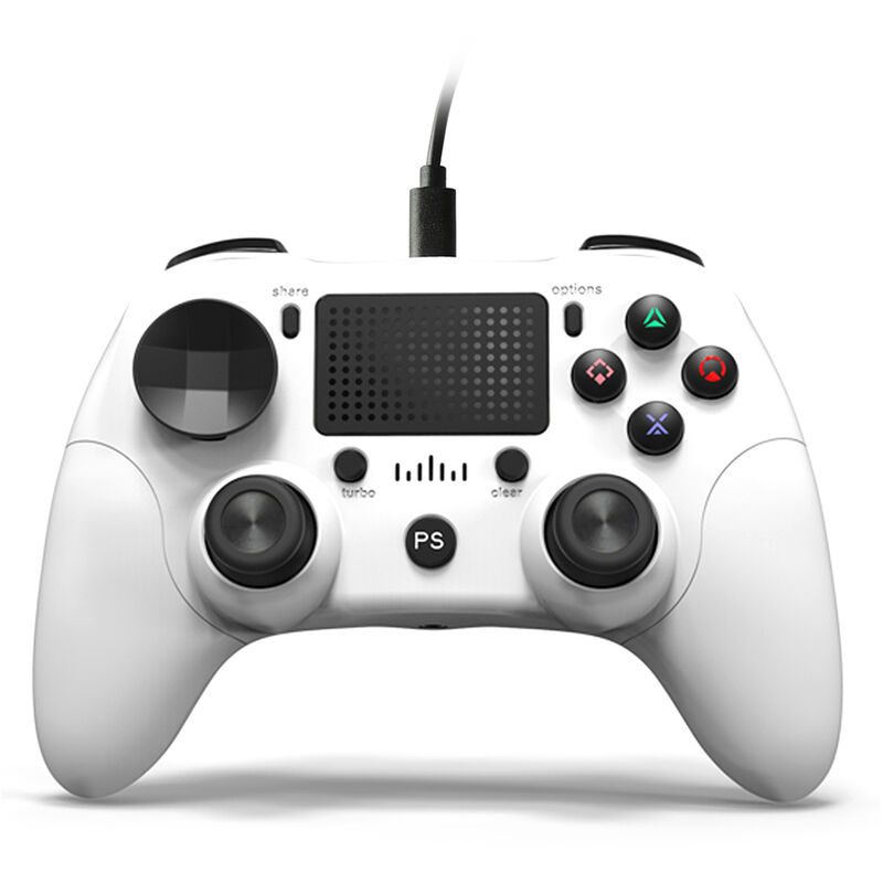 

Gamepad con cable USB Controlador de juegos Mango ergonomico para juegos con panel tactil Joysticks dobles Cable USB desmontable Blanco, Blanco,