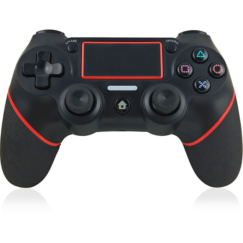 

Gamepad inalambrico BT Game con Touchpad Vibracion Funcion de mango de 6 ejes Mango de juego ergonomico Compatible con PS4 Host Negro y rojo, Negro y