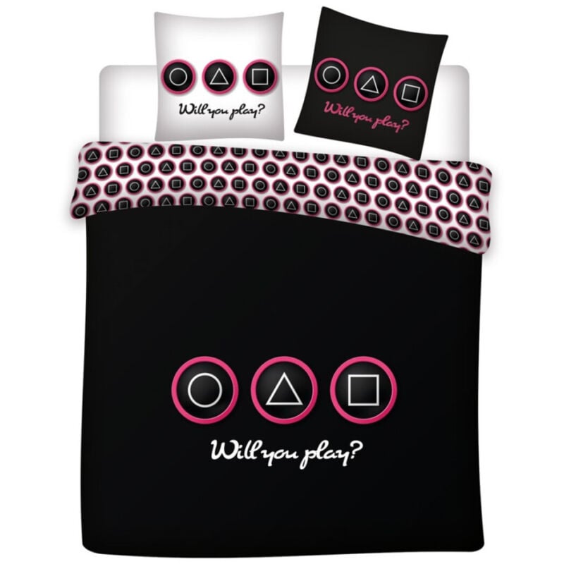 Parure de lit double réversible Squid Game -Will you play - - 220 cm x 240 cm