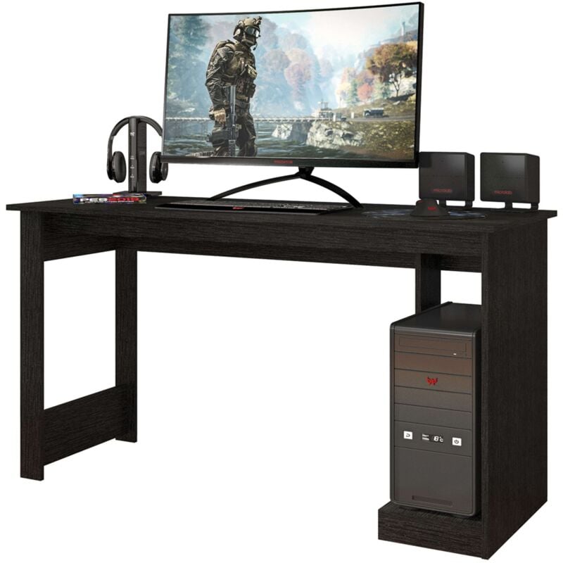 Miroytengo - Gamer Nero Black Table Study Office 136 cm