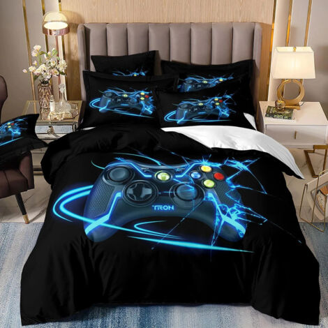 Gamer Parure de lit 2 Personnes 220x240 Adulte 3D Console Jeu Gaming Game Housse de Couette Impression de Manette de Jeu Moderne