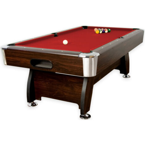 AUTRES GAMES PLANET® Billardtisch - 8ft, 244x132x82 cm, mit Kugeln, Dreieck, Kreide, Stock, Ballrücklauf, Robust, Modern, für Zuhause, Höhenverstellbar, Rot - Tischbillard, Billard, Snookertisch, Pool