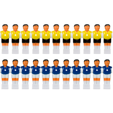 AUTRES GAMES PLANET® Tischkicker Figuren - Set aus 22 Figuren, für 16 mm Stange, inkl. Schrauben- und Mutternsatz, aus Kunststoff, Blau/Gelb - Kicker Zubehör, Ersatzteile, Fußballfiguren, Tischfußball
