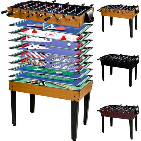 Gamesplanet® Table de jeux multigame \Mega\ bois clair, multi-jeux 15 en 1, avec accessoires complets, billard, baby-foot, ping pong
