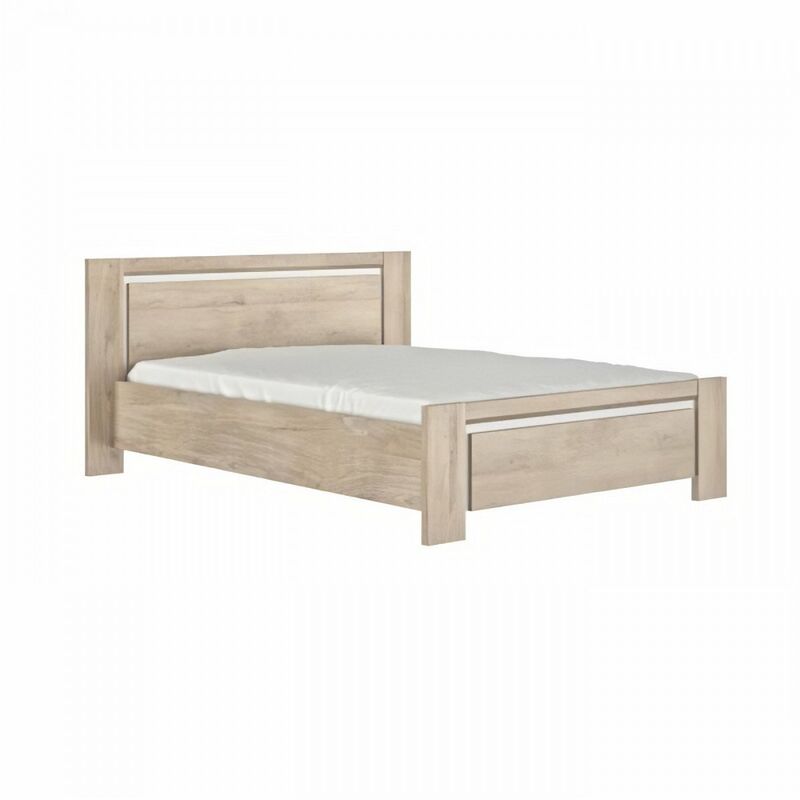 Lit adulte 140x190 Grosse épaisseur - Décor chene - Made in France - L168 x P197 x H87 - OLERON - Gami