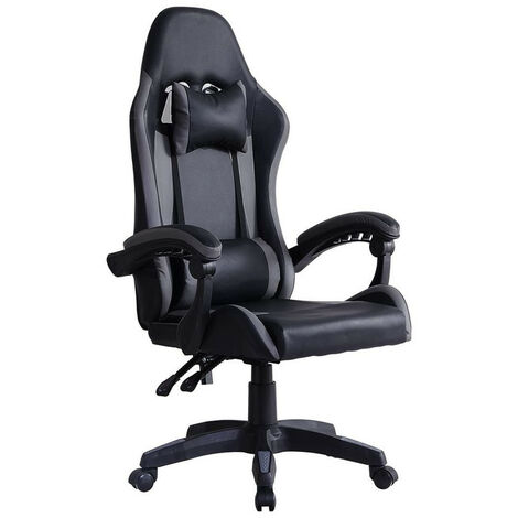 Gaming Chair Ergonomic Racing Office Chair Height Adjustable Mid-Back Computer Desk Chair with Headrest Armrest and Lumbar Support for Office and Home, Grey