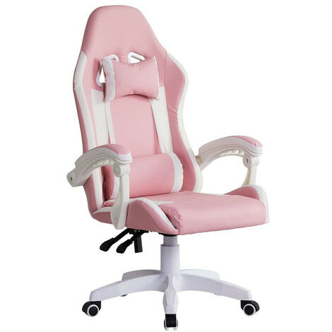 Gaming Chair Ergonomic Racing Office Chair Height Adjustable Mid-Back Computer Desk Chair with Headrest Armrest and Lumbar Support for Office and Home, Pink