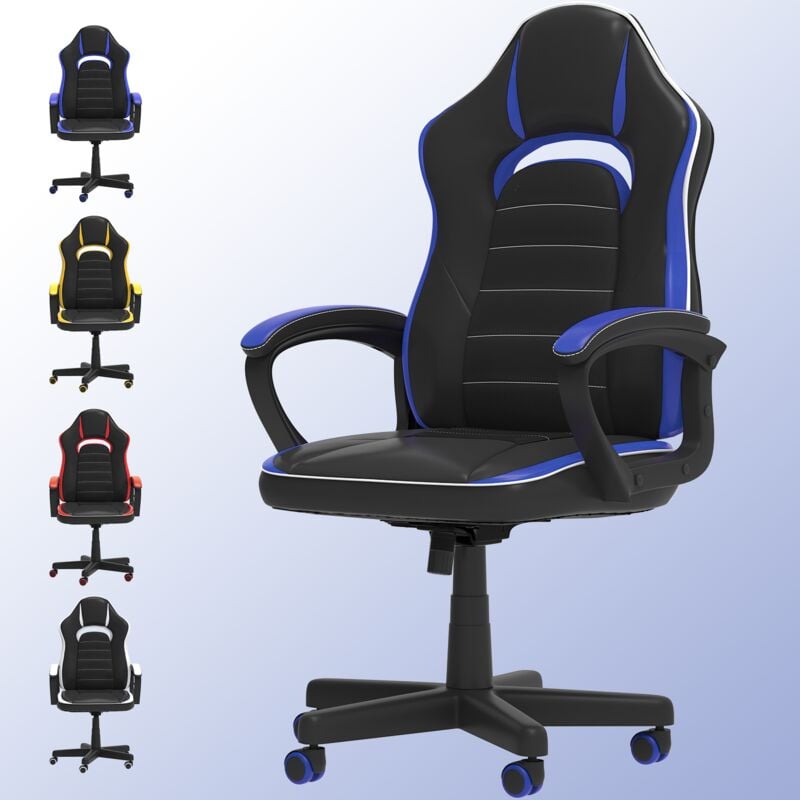 Gaming Chair Office Chair Ergonomic Chair Height Adjustable Chair Home Office with Universal Wheels,Blue - Blue