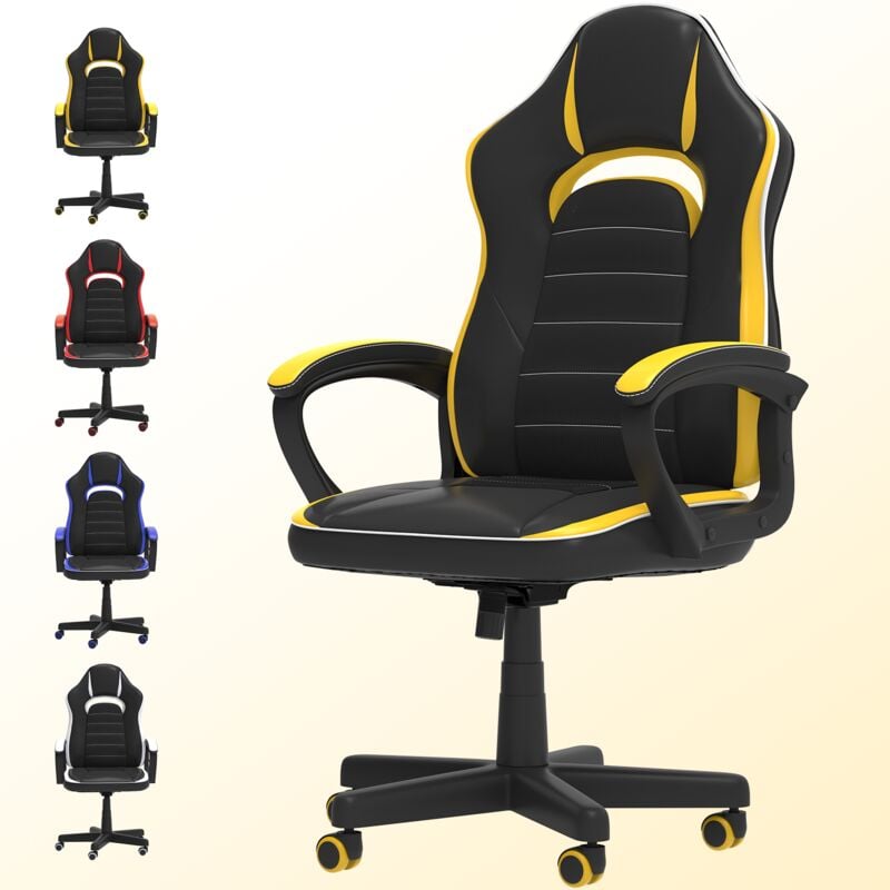 Devoko - Gaming Chair Office Chair Ergonomic Chair Height Adjustable Chair Home Office with Universal Wheels,Yellow - Yellow