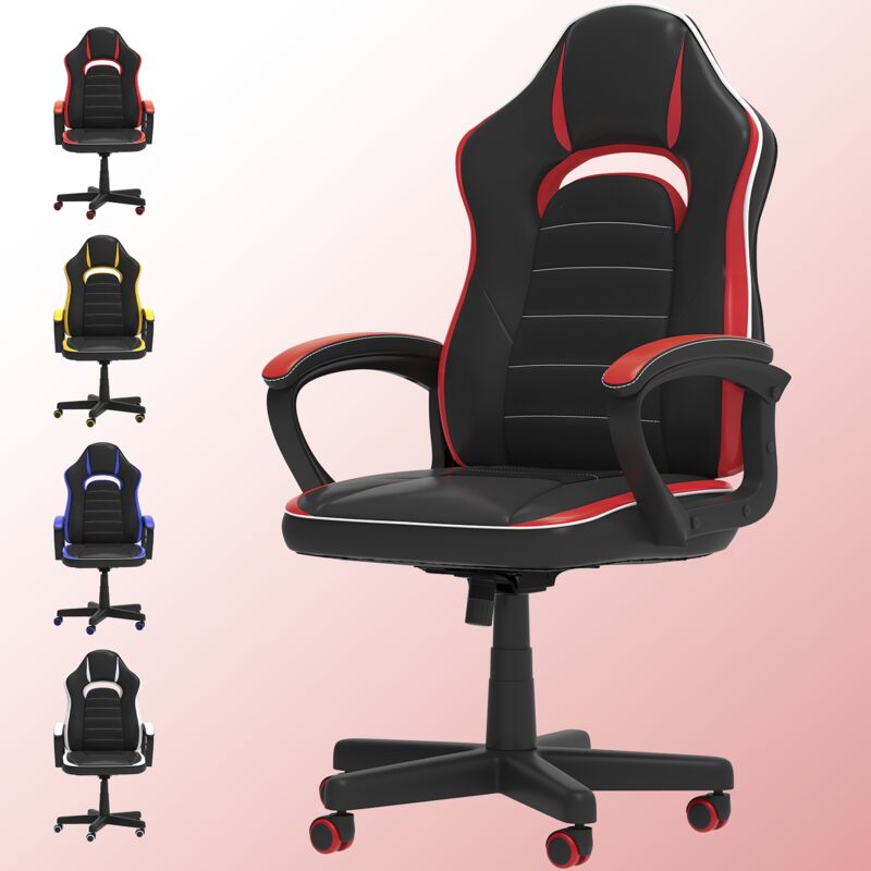 Devoko - Gaming Chair Office Chair Ergonomic Chair Height Adjustable Chair Home Office with Universal Wheels,Red - Red