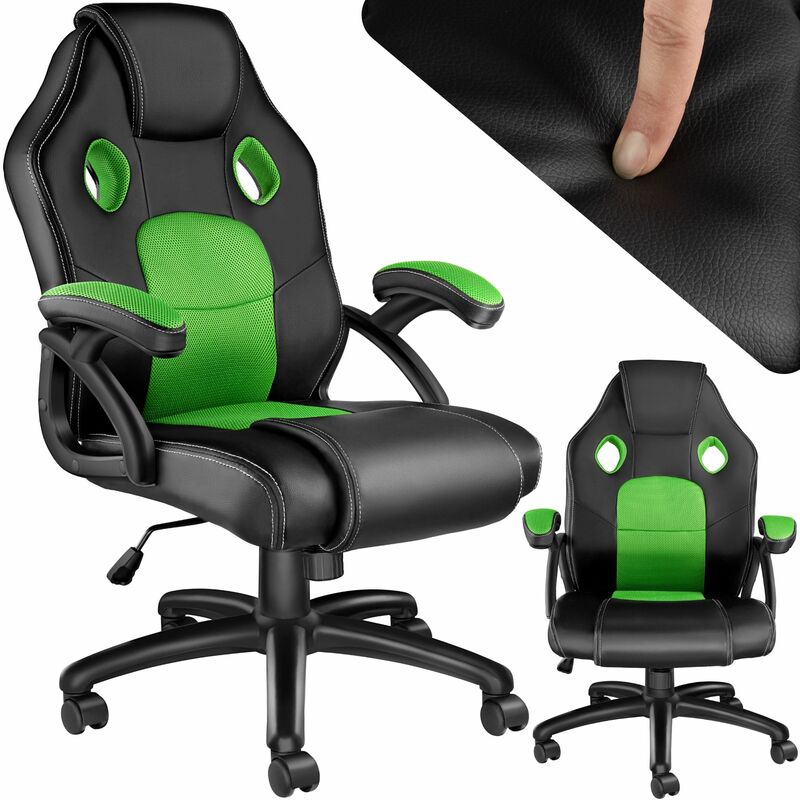 Gaming chair - Racing Mike - office chair, computer chair, ergonomic chair - black/green