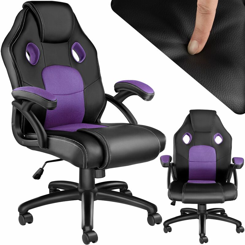 Gaming chair - Racing Mike - office chair, computer chair, ergonomic chair - black/purple