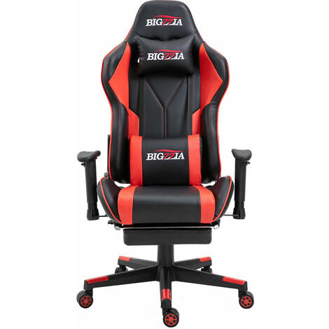 main image of "Gaming Chair Red Ergonomic Home Office Desk Chairs Adjustable High Back With Footrest"