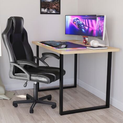 Gaming Desk With U Shape Legs Study Workstation MDF Computer Table, Oak
