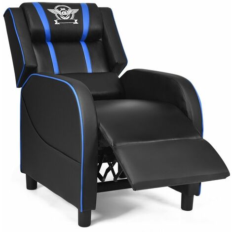 Gaming Recliner Chair PU Leather Single Recliner Sofa Adjustable w/ Footrest