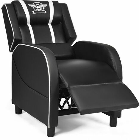 Gaming Recliner Chair PU Leather Single Recliner Sofa Adjustable w/ Footrest
