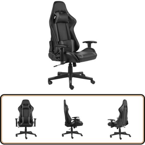 Gaming-Stuhl Drehbar Grau PVC - Gaming Stuhl - PC Stuhl - Gamer Chair - Schreibtischstuhl - Ergonomischer Stuhl