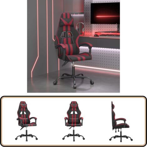 Gaming-Stuhl Drehbar Schwarz und Weinrot Kunstleder - Gaming Stuhl - Gamer Chair - Bürostuhl - Schreibtischstuhl - Ergonomischer Stuhl