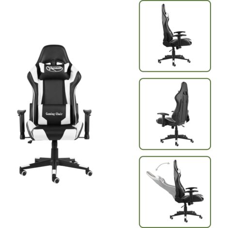 Gaming-Stuhl Drehbar Weiß PVC - Gaming Stuhl - PC Stuhl - Gamer Chair - Schreibtischstuhl - Ergonomischer Stuhl