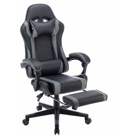 Gaming Stuhl Ergonomisch mit verstellbare Lendenkissen & Kopfkissen & Armlehnen & Fußstütze Bürostuhl PC Computerstuhl 155° Neigung Racing Gamer Stuhl, 150 kg belastbarkeit (Typ F) NAIZY