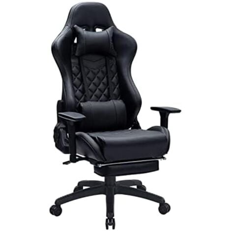 JOEAIS Gaming-Stuhl Gaming Stuhl Gaming Chair Gaming Sessel pc Stuhl Ergonomischer Stuhl mit Wippfunktion, Höhenverstellbar, Massage Lendenkissen, 155° mit Fußstützen 180 kg Belastbarkeit Massagefunktion