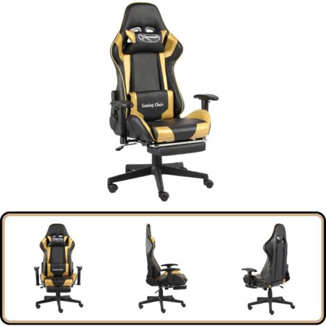 Gaming-Stuhl mit Fußstütze Drehbar Golden PVC - Gaming Stuhl - Gamer Chair - PC Stuhl - Schreibtischstuhl - Ergonomischer Stuhl