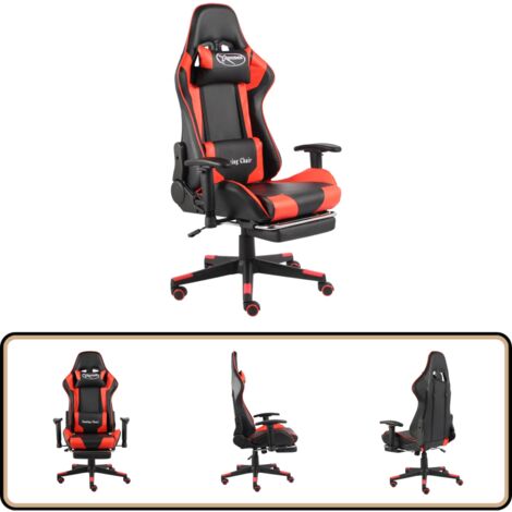 Gaming-Stuhl mit Fußstütze Drehbar Rot PVC - Gaming Stuhl - PC Stuhl - Gamer Chair - Schreibtischstuhl - Ergonomischer Stuhl