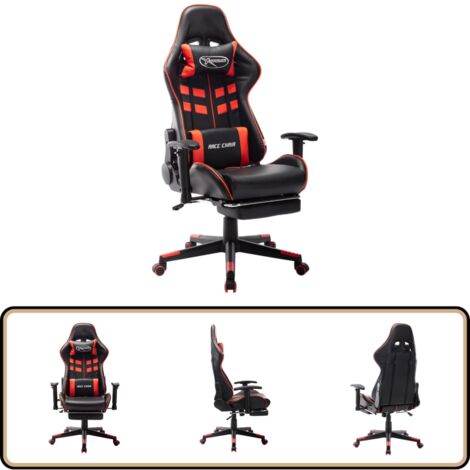 Gaming-Stuhl mit Fußstütze Schwarz und Rot Kunstleder - Gaming Stuhl - PC Stuhl - Bürostuhl - Ergonomischer Stuhl - Hochwertiger Stuhl