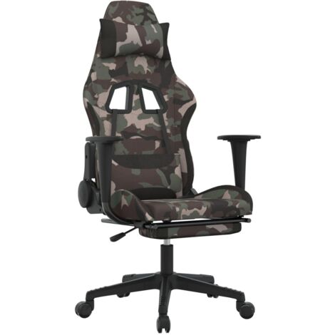 Gaming-Stuhl mit Massage & Fußstütze Schwarz Camouflage Stoff vidaXL