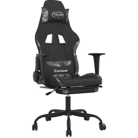 Gaming-Stuhl mit Massage & Fußstütze Schwarz Camouflage Stoff vidaXL69474