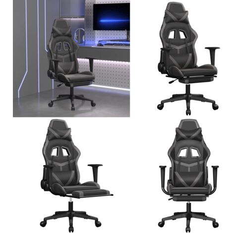 Gaming-Stuhl mit Massage & Fußstütze Schwarz & Grau Kunstleder - Gaming Stuhl - Gamer Chair - Bürostühl - Schreibtischstuhl - Ergonomischer Stuhl - Home & Living