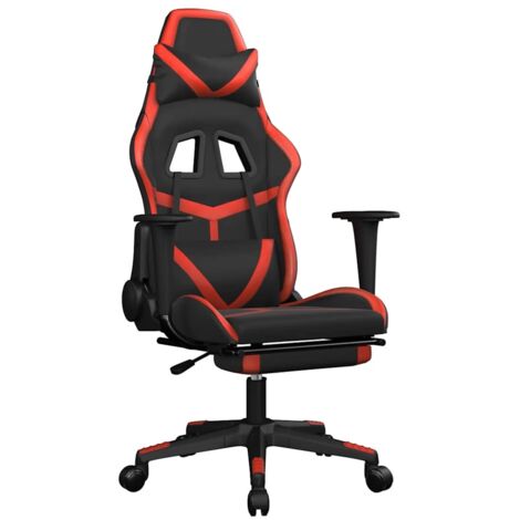 Gaming-Stuhl mit Massage & Fußstütze Schwarz & Rot Kunstleder vidaXL