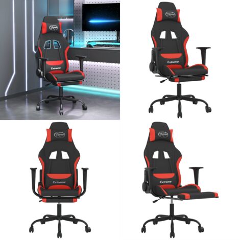 Gaming-Stuhl mit Massage & Fußstütze Schwarz und Rot Stoff - Massagestuhl - Gamingstuhl mit Massage
