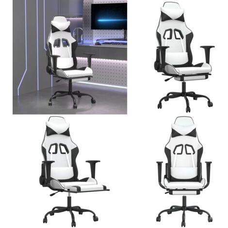 Gaming-Stuhl mit Massage & Fußstütze Weiß & Schwarz Kunstleder - Gaming-Stuhl - Gamer Chair - Bürostuhle - Schreibtischstuhl - Ergonomischer Stuhl - Home & Living