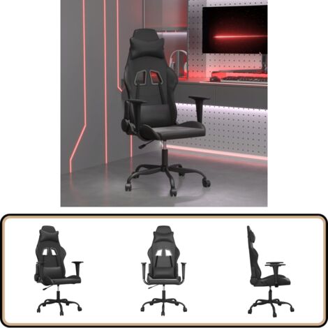 Gaming-Stuhl mit Massagefunktion Schwarz Kunstleder - Gaming-Stuhl - PC-Stuhl - Gamer Chair - Ergonomischer Stuhl - Schreibtischstuhl