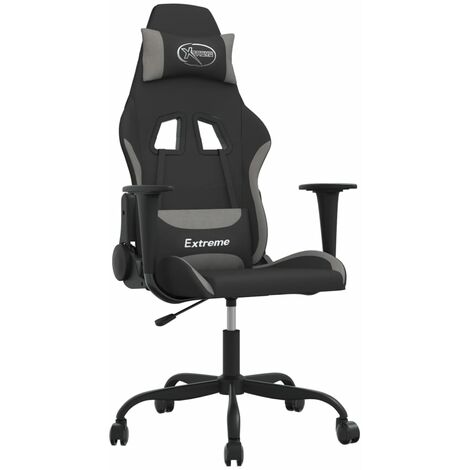 Gaming-Stuhl mit Massagefunktion Schwarz und Hellgrau Stoff vidaXL