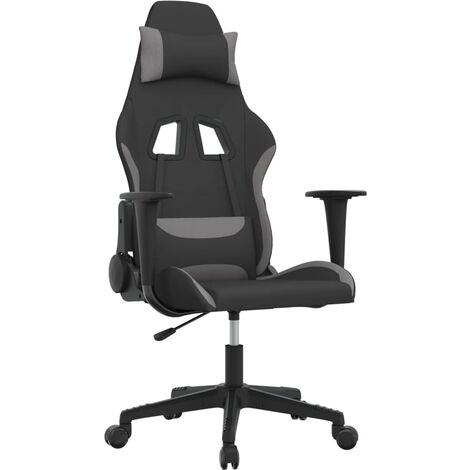 Gaming-Stuhl mit Massagefunktion Schwarz und Hellgrau Stoff vidaXL